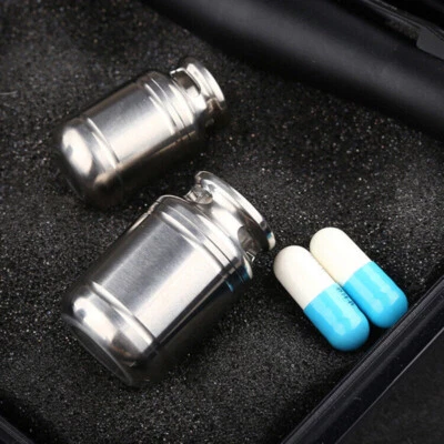 Titanium Waterproof Container Tank Portable Survival EDC Pill Box Keychain - Image 1 of 4