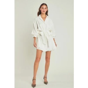 Endless Rose Women's Belted Mini Shirt Dress, Size Small - Picture 1 of 13