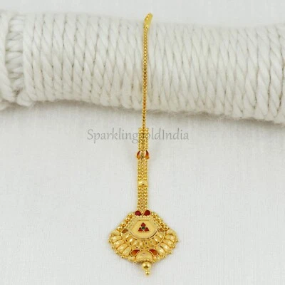 Головной убор (Tika) 22k клеймо желтое золото ручной работы головной убор mang tika, OOS3237 - Изображение 1 из 4