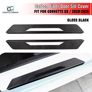 2pcs Real Carbon Fiber Door Sill Cover For Corvette C8 Stingray Z06 Z51 2020+ - Foto 1 di 9