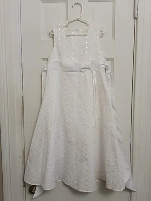 Bonnie Jean Empire Waist Dress Sleeveless White Eyelet Size 7 Girls A7 - Image 1 of 4