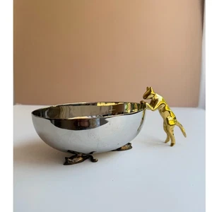 Michael Aram Cat & Mouse Bowl | Brass & Steel Serving Dish | Nut Candy Cheese - Picture 1 of 11