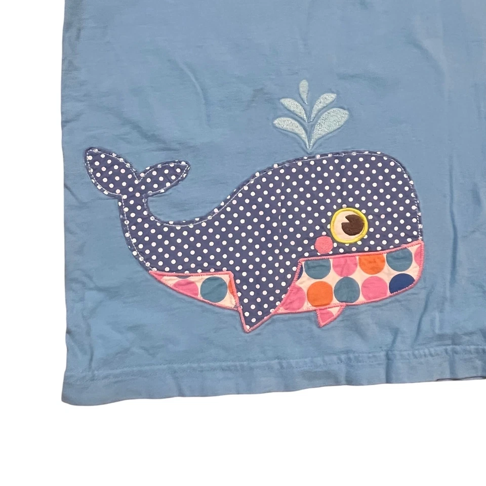 Mini Boden Girls 5-6 Wale Shirt Short Sleeve Blue Colorful Poke Dots   - Image 1 of 4