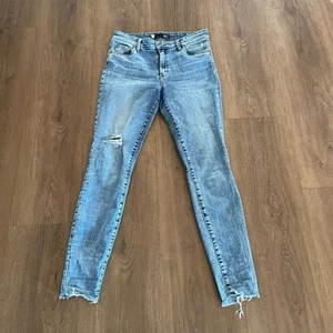KUT From the Kloth Mid Rise Distressed Skinny Jeans Raw Hem Light Wash Size 6 - Picture 1 of 7