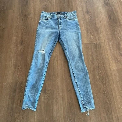KUT From the Kloth Mid Rise Distressed Skinny Jeans Raw Hem Light Wash Size 6 - Image 1 of 4