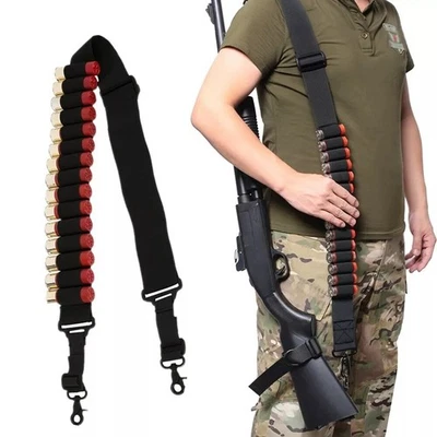 15 Rounds 12 & 20GA Shotgun Shells Bandolier Ammo Holder Belt Hunting Tactical - Image 1 of 4