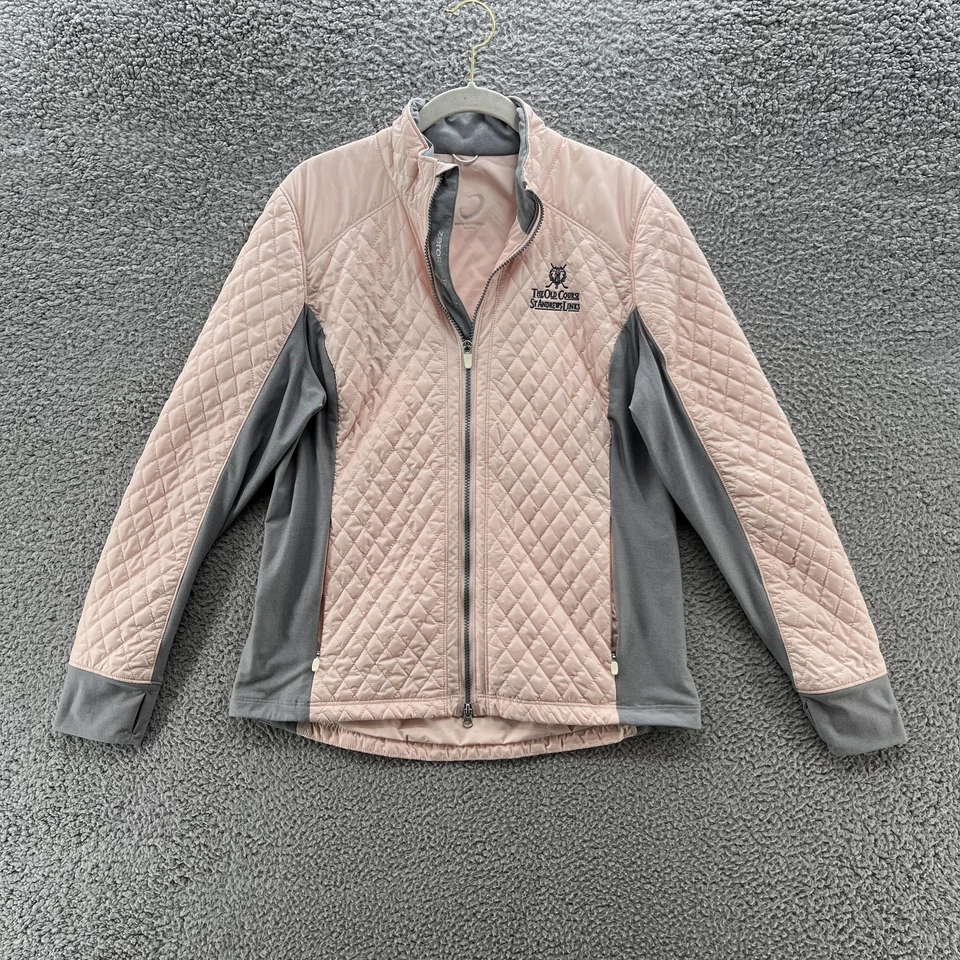 Chaqueta Zero Restriction Mujer Grande Rosa Gris Acolchada PrimaLoft Golf Cremallera Completa Foto 1 de 4