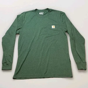 Camiseta Para Hombres Carhartt Calce Suelto Manga Larga Bolsillo Verde Cuello Redondo LEER - Imagen 1 de 7