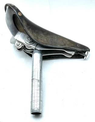 Sillín de ciclismo Ideal Duralumin TB90 vintage con tija de sillín hecho en Francia Foto 1 de 4