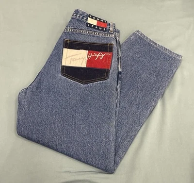 Jeans Tommy Hilfiger (Tommy Parche Bolsillo Trasero) Y2K Años 90 Talla 32 DE COLECCIÓN Foto 1 de 4