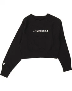 CONVERSE Womens Crop Graphic Sweatshirt Jumper UK 14 Medium Black Cotton AA09 - Picture 1 of 3