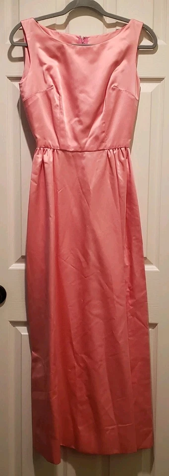 VINTAGE Satin PINK Dress Gown - JACKIE O - BARBIE - Costume XS-S  - Image 1 of 4
