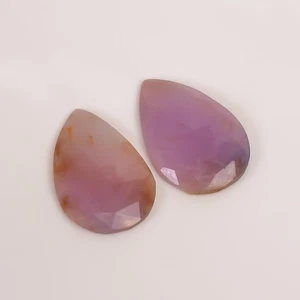 Par de piedras preciosas sueltas facetadas translúcidas corte pera 23x15x3 mm zafiro rosa 24 quilates - Imagen 1 de 5