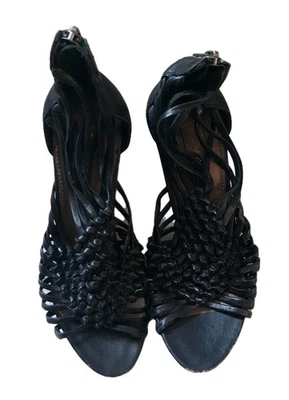 B Makowsky 坡跟凉鞋女式 8 码黑色 — 第 1/4 张图片