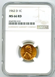 1962 D 1C LINCOLN PENNY - NGC MS66 RD CENT - UNCIRCULATED - Picture 1 of 2