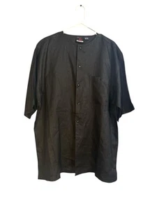 Jordan Craig 100% Linen Black Short Sleeve Button Up Large - Picture 1 of 4