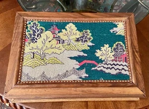 Vintage Polychrome Blue Willow Trinket Treasure Box- 14in x 10in x 4in - Picture 1 of 8