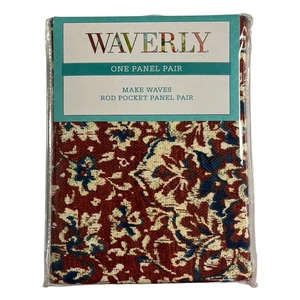 Waverly Scheibengardine Panel Paar Make Waves Red Tabriz Rod Pocket Drape 50sx84 - Bild 1 von 8