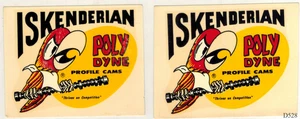 Iskenderian Poly Dyne Profile Cams Vintage 60's Water Slide Decals 2pc 2.5" x 2" - Picture 1 of 3