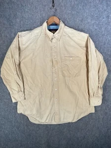Vintage Ralph Lauren Chaps Shirt Mens 16.5 Large Beige 90s Made USA Thick Twill - Picture 1 of 17