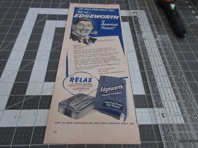 Pipa de tabaco Edgeworth Ready 1949 frotada, anuncio impreso, Hal Peary  Foto 1 de 3