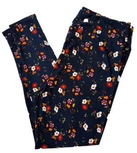 LuLaRoe Womens Leggings Size TC2 Black Red Floral Petite Fleurs Plus 18+ NWT - Picture 1 of 4
