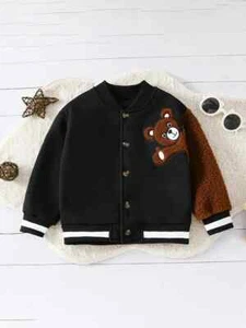 Baby Boy Casual Bear Embroidered Ribbed Cuffs Outdoor Jacket Size 9-12m - Picture 1 of 9