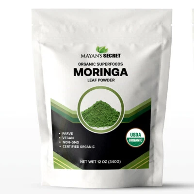 Mayan's Secret - Polvo de Moringa Puro Orgánico Rosabella 12oz, Parve Vegano No OGM Foto 1 de 4