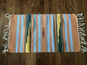 Hand Woven Indian Dhurrie Rug 20” x 40” including fringes 100% Cotton - Picture 1 of 7