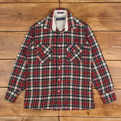 Vintage Van Heusen Plaid Shirt Button M 90s Winterweights Mens Long Sleeve Red - Image 1 of 4