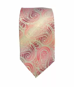 John Ashford Mens 100% Silk Necktie Red Paisley Pattern Tie 58” X 3.25” - Picture 1 of 5