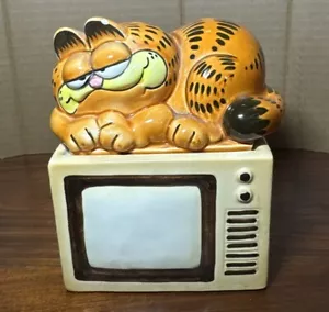 Vintage Garfield Keramik Schatulle Figur liegend im TV Schmuckhalter Enesco 80er 1981 - Bild 1 von 9