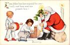 C.1920s Whitney Made Christmas Santa W Adorable Children Elephant Postcard A216