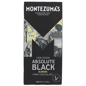 Montezuma's | Absolute Black- Almonds C/Nibs - 100% Cocoa Bar | 10 x 90g - Picture 1 of 2