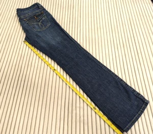 Calvin Klein lean Bootcut Denim dark wash distressed Blue Jeans Womens Size 6 - Picture 1 of 8
