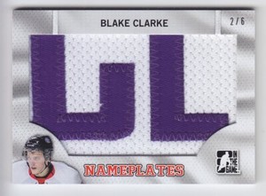 2014-15 ITG DRAFT PROSPECT BLAKE CLARKE PATCH NAMEPLATE 4/8 GAME USED Spirit
