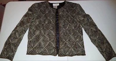 Papell Boutique Holiday Evening Formal Rocker Style Jacket  Size L Silk - Image 1 of 3