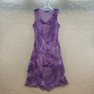 90s Y2K Vintage Mesh Midi Dress 8 M Medium Purple Cyber Fairy Grunge Whimsigoth - Picture 1 of 10