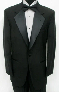 Men's Black Tuxedo Coat Pants Shirt Vest Tie Complete Wedding Masonic Tux - Picture 1 of 4