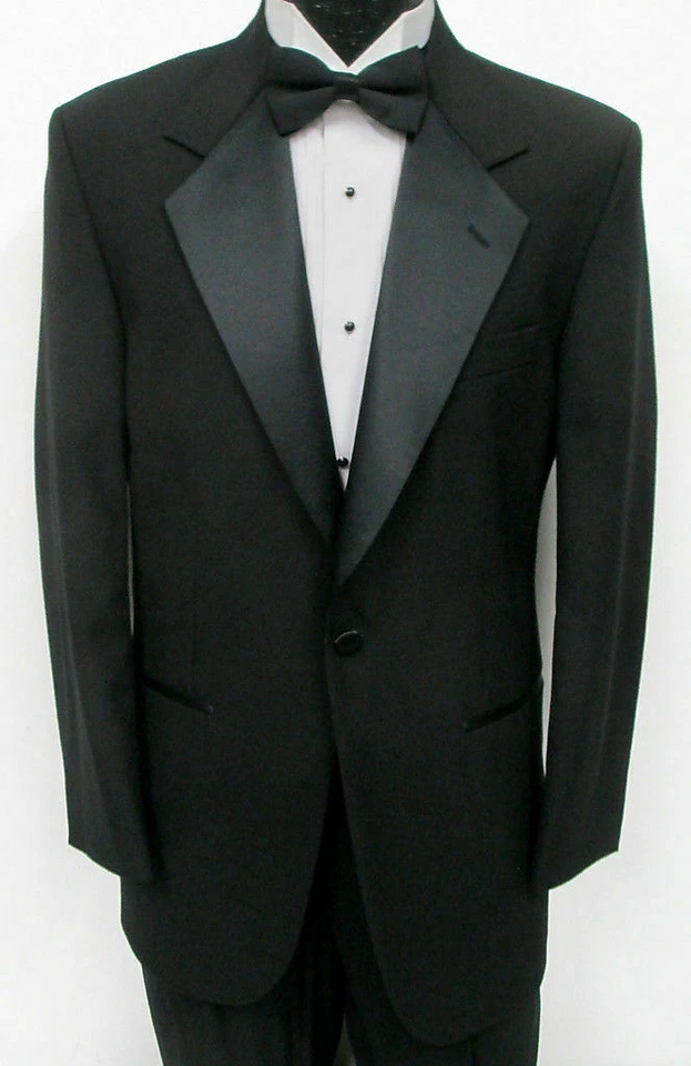 Men's Black Tuxedo Coat Pants Shirt Vest Tie Complete Wedding Tux Masonic Mason - Image 1 of 4