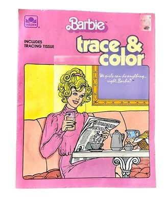 Vintage Barbie Trace and Coloring Book 1985 Golden Book- Only 1 Page Colored! - Image 1 of 4