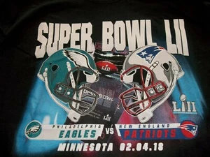 NWT NFL Super Bowl LII Men's LS T-Shirt by Fanatics Sz L Duel Helmets Black 2018 - Picture 1 of 9