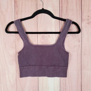 Zenana Ribbed Knit Cropped Top Shirt Sz L / XL Fitness Workout Tank Top NEW NWT - Picture 1 of 9