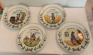 Vintage Lot SET (4) BASSANO POTTERY "Four Seasons" WALL PLATES  Glazed ITALY  - Picture 1 of 5