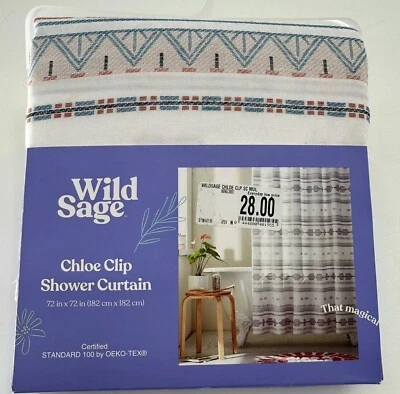 Shower Curtain Wild Sage 72” x 72” Chloe Clip Southwestern Aztec NEW Boho - Image 1 of 4