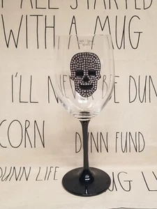 HALLOWEEN SKULL WINE GLASS-DAY OF THE DEAD GLASS- BLING GEMS! NEW! - Picture 1 of 12