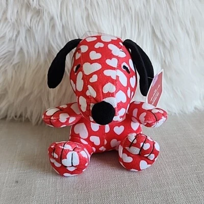 HALLMARK SNOOPY PEANUTS VALENTINE WHITE HEART PRINT PLUSH 6" NWT - Image 1 of 2