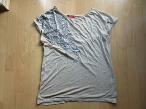 edc by Esprit T-Shirt Shirt Gr. M / 38  Beige mit Pajeten bestickt - Bild 1 von 7