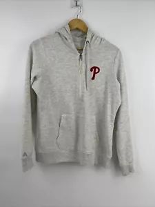 ANTIGUA PHILADELPHIA PHILLIES WOMEN’S OATMEAL AXE BUNKER FASHION HOOD - Picture 1 of 12