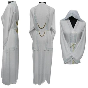 Luxus weißes bescheidenes arabisches Damenkleid Abaya Farasha Jalabiya - Bild 1 von 4